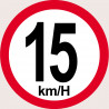 Disque de vitesse 15Km/H bord rouge - 15cm - Autocollant(sticker)