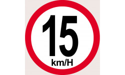 Disque de vitesse 15Km/H bord rouge - 20cm - Autocollant(sticker)