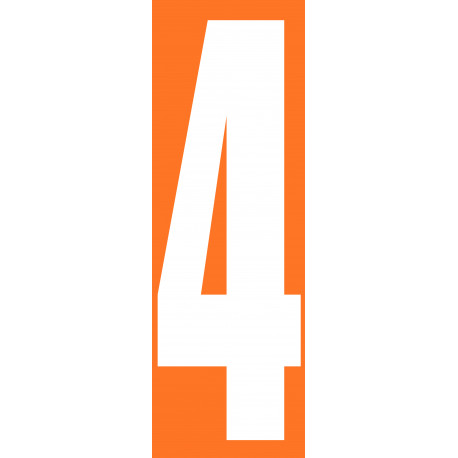 numéro orange 4 - 30x10cm - Autocollant(sticker)