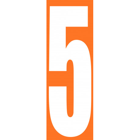 numéro orange 5 - 30x10cm - Autocollant(sticker)