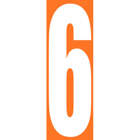 numéro orange 6 - 30x10cm - Autocollant(sticker)