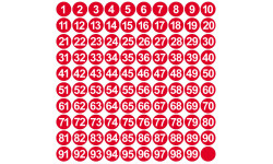 numérotation rouge - 100 stickers de 1.5cm - Autocollant(sticker)