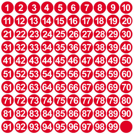 numérotation rouge - 100 stickers de 1.5cm - Autocollant(sticker)