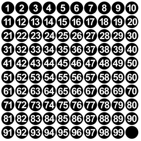 numérotation noire - 100 stickers de 1.5cm - Sticker/autocollant