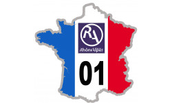FRANCE 01 Rhône Alpes - 5x5cm - Autocollant(sticker)