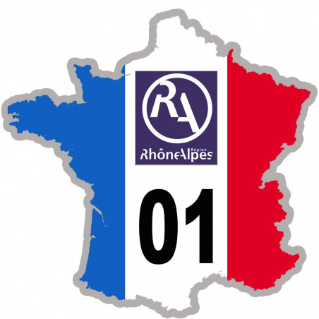 FRANCE 01 Rhône Alpes - 15x15cm - Autocollant(sticker)