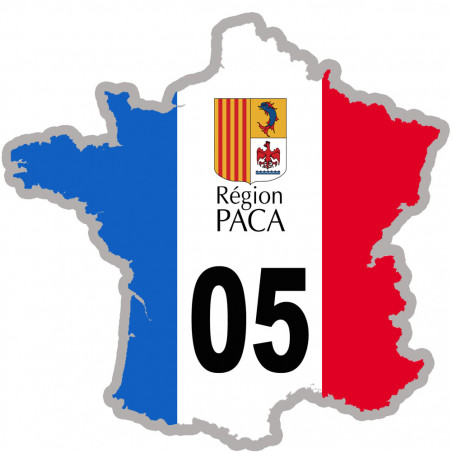 FRANCE 05 Région PACA - 20x20cm - Autocollant(sticker)