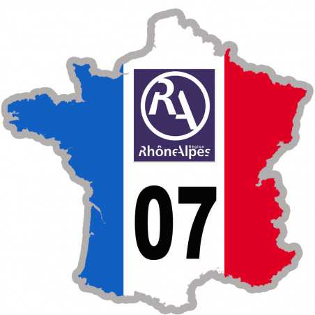 FRANCE 07 Rhône Alpes - 10x10cm - Autocollant(sticker)