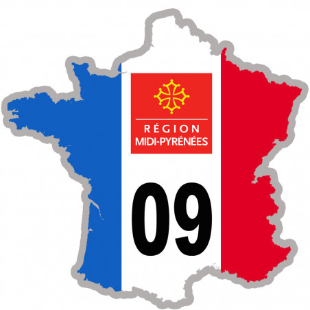 FRANCE 09 Midi Pyrénées - 20x20cm - Autocollant(sticker)