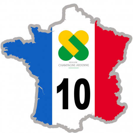 FRANCE 10 Champagne - 10x10cm - Autocollant(sticker)