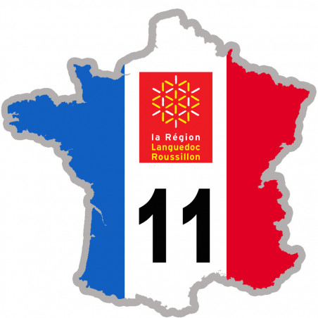 FRANCE 11 de l'Aude - 20x20cm - Autocollant(sticker)