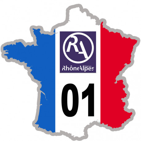 FRANCE 01 Rhône Alpes - 10x10cm - Autocollant(sticker)