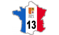 FRANCE 13 Région PACA - 10x10cm - Autocollant(sticker)