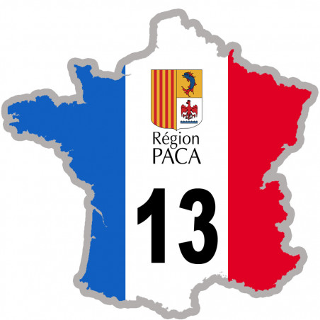 FRANCE 13 Région PACA - 10x10cm - Autocollant(sticker)