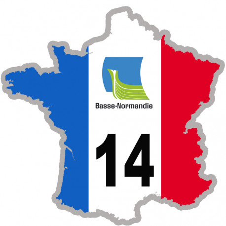 FRANCE 14 Normandie - 15x15cm - Autocollant(sticker)
