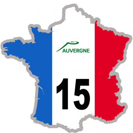 FRANCE 15 Auvergne - 10x10cm - Autocollant(sticker)