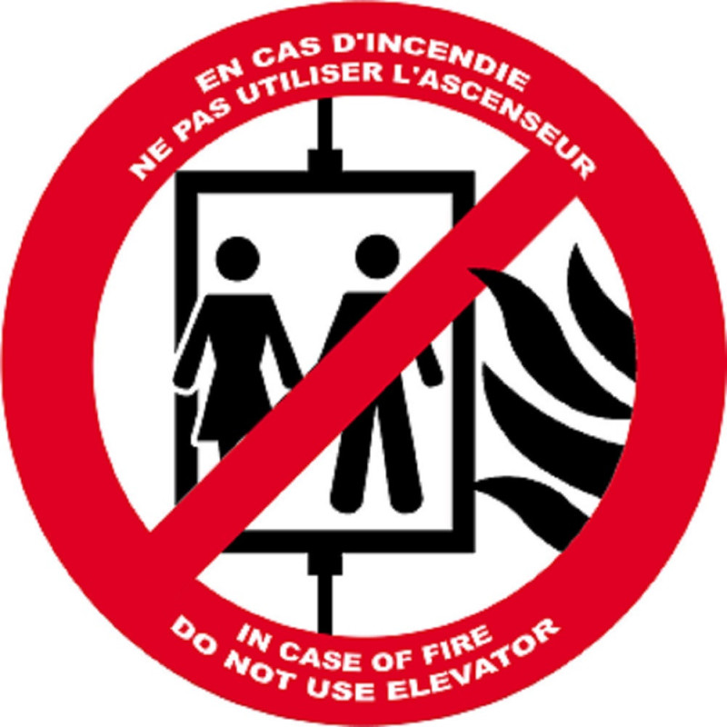 En cas d'incendie ne pas utiliser l'ascenceur - 5cm - Sticker/autocoll
