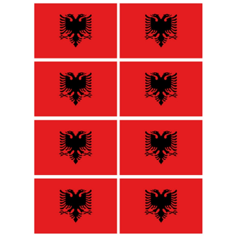 Drapeau Albanie (8 fois 9.5x6.3 cm) - Sticker/autocollant