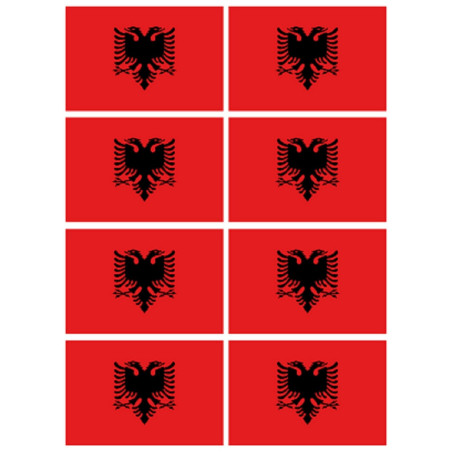 Drapeau Albanie (8 fois 9.5x6.3 cm) - Sticker/autocollant
