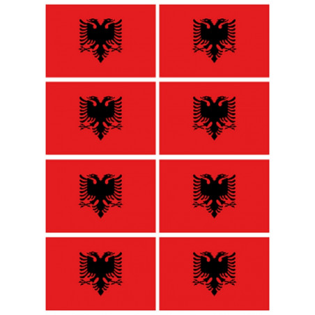 Drapeau Albanie (8 fois 9.5x6.3 cm) - Autocollant(sticker)