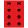 Drapeau Albanie (8 fois 9.5x6.3 cm) - Sticker/autocollant