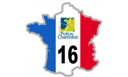 FRANCE 16 de la Charente - 5x5cm - Autocollant(sticker)