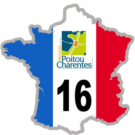 FRANCE 16 de la Charente - 5x5cm - Autocollant(sticker)