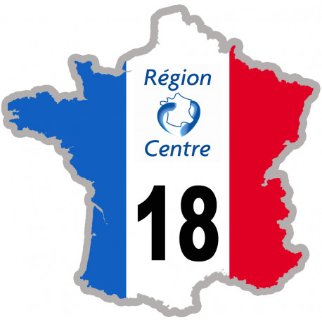 FRANCE 18 Région Centre - 15x15cm - Autocollant(sticker)