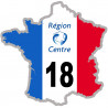 FRANCE 18 Région Centre - 15x15cm - Autocollant(sticker)