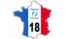 FRANCE 18 Région Centre - 20x20cm - Autocollant(sticker)