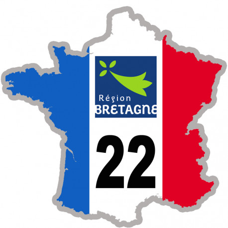 FRANCE 22 région Bretagne - 20x20cm - Autocollant(sticker)