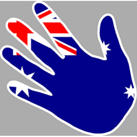 Drapeau Australie en forme de main (17x17cm) - Autocollant(sticker)