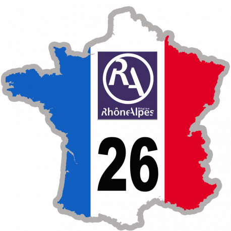 FRANCE 26 Rhône Alpes - 5x5cm - Autocollant(sticker)