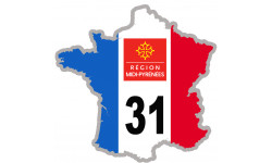 FRANCE 31 Midi Pyrénées - 5x5cm - Autocollant(sticker)
