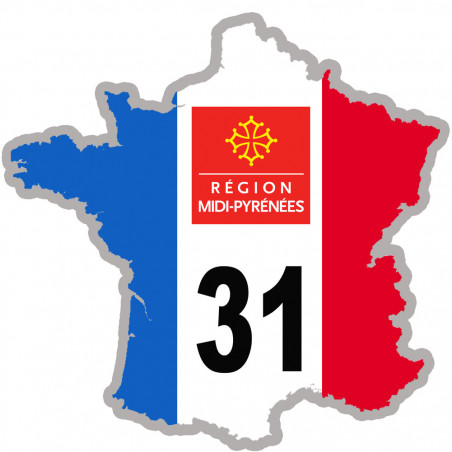 FRANCE 31 Midi Pyrénées - 5x5cm - Autocollant(sticker)