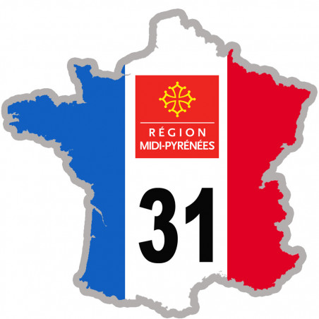 FRANCE 31 Midi Pyrénées - 20x20cm - Autocollant(sticker)