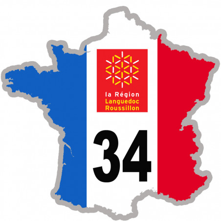 FRANCE 34 Languedoc Roussillon - 5x5cm - Autocollant(sticker)