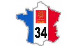 FRANCE 34 région Languedoc Roussillon - 20x20cm - Autocollant(sticker)