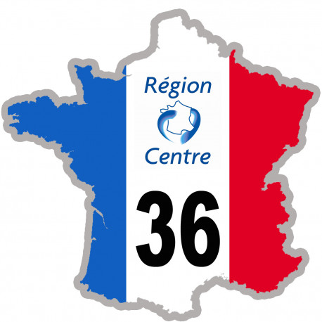 FRANCE 36 région Centre - 10x10cm - Autocollant(sticker)