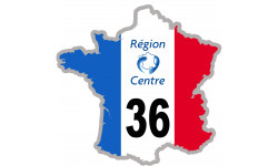 FRANCE 36 région Centre - 15x15cm - Autocollant(sticker)