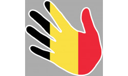Drapeau Belgique en forme de main  (17x17cm) - Autocollant(sticker)