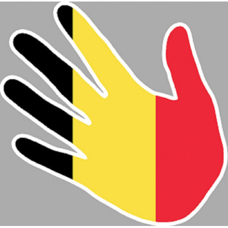 Drapeau Belgique en forme de main  (17x17cm) - Autocollant(sticker)