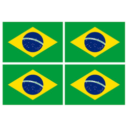 Drapeau Brésilien (4 fois 9.5x6.3cm) - Sticker/autocollant