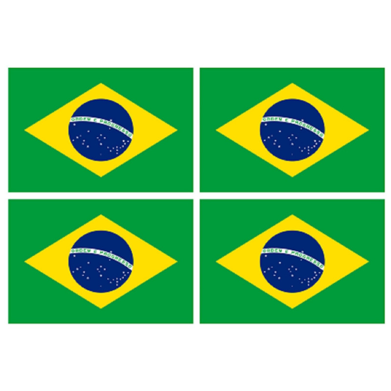 Drapeau Brésilien (4 fois 9.5x6.3cm) - Sticker/autocollant