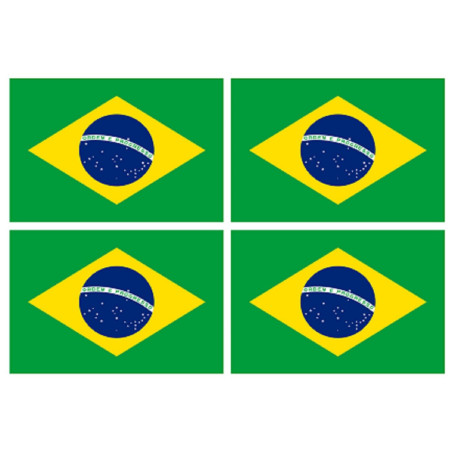 Drapeau Brésilien (4 fois 9.5x6.3cm) - Sticker/autocollant