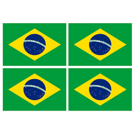 Drapeau Brésilien (4 fois 9.5x6.3cm) - Autocollant(sticker)