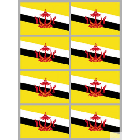 Drapeau Brunei (8 fois 9.5x6.3cm) - Autocollant(sticker)