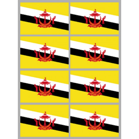 Drapeau Brunei (8 fois 9.5x6.3cm) - Autocollant(sticker)