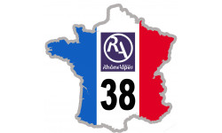 FRANCE 38 Rhône Alpes - 15x15cm - Autocollant(sticker)