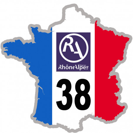 FRANCE 38 Rhône Alpes - 15x15cm - Autocollant(sticker)
